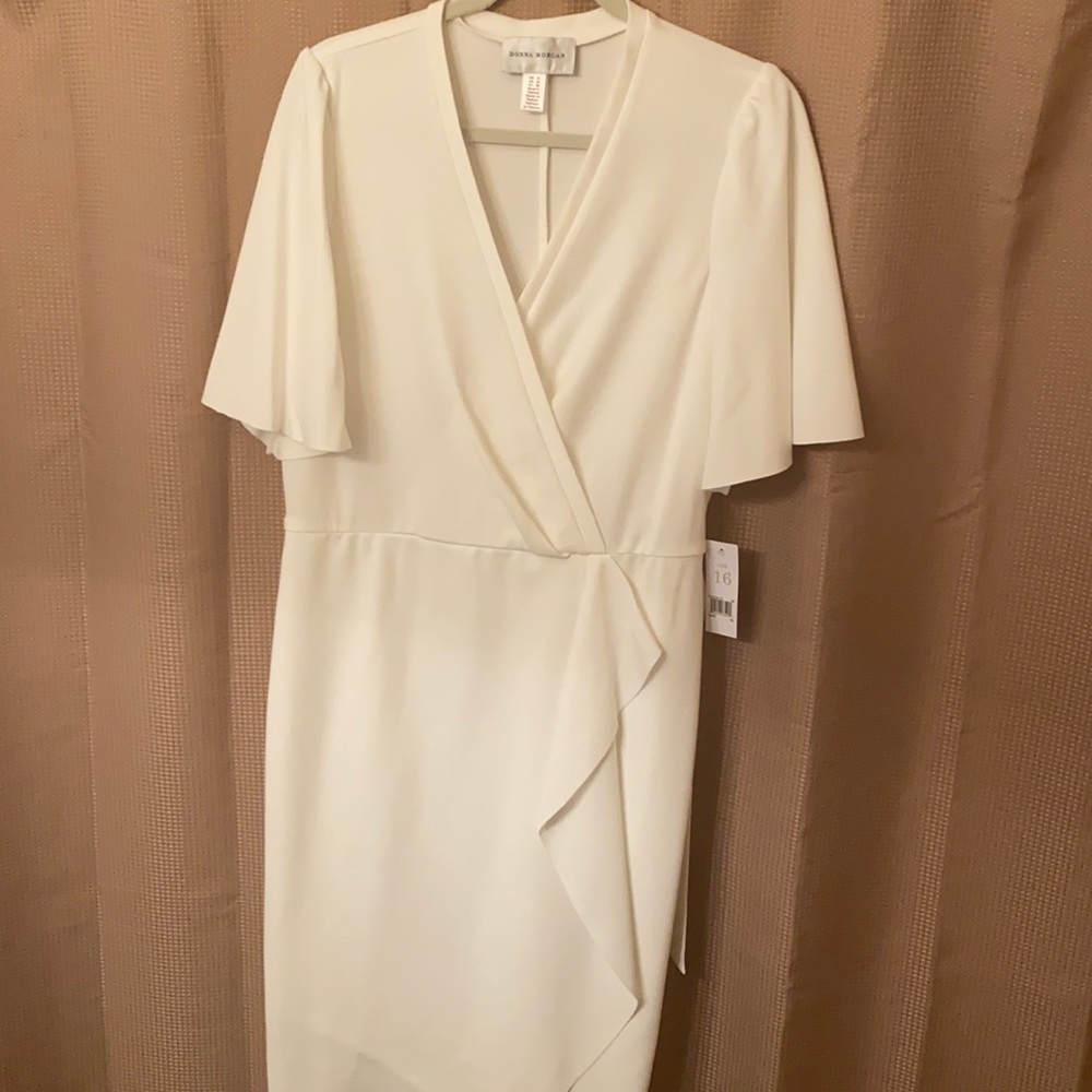 NWT Donna Morgan Ivory Faux Wrap Dress Sz 16